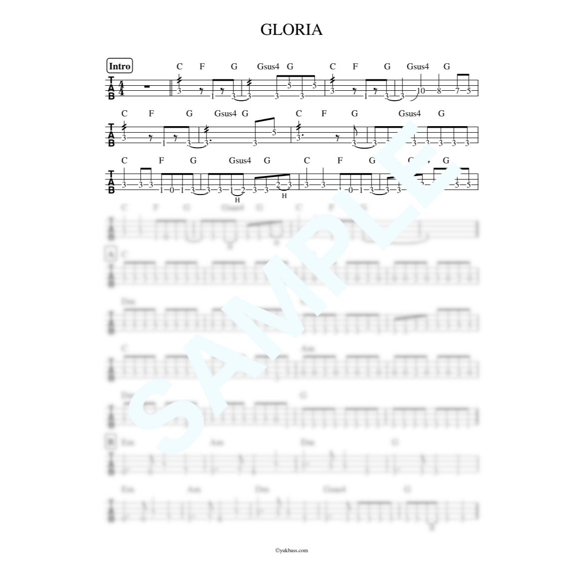 GLORIA / ZIGGY【ベース・タブ譜】 | Bass Score