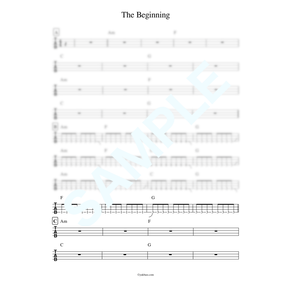 The Beginning / ONE OK ROCK【ベース・タブ譜】 | Bass Score The Beginning / ONE OK ROCK【ベース・タブ譜】 | Bass Score