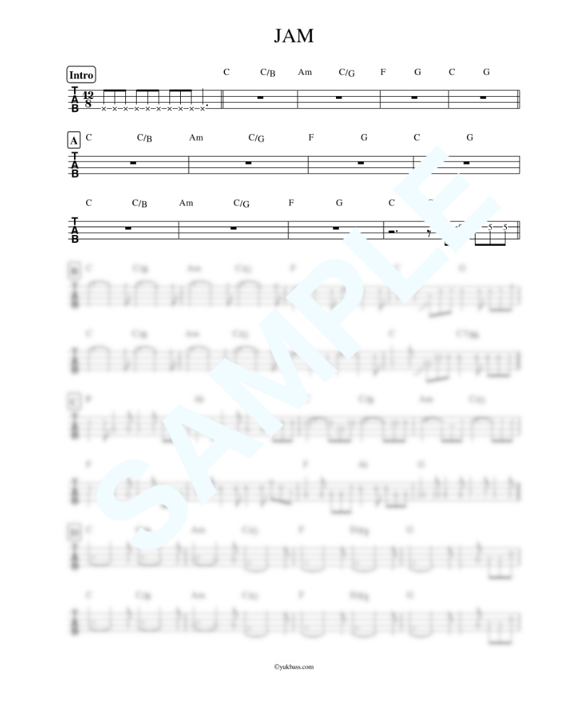 JAM / THE YELLOW MONKEY【ベース・タブ譜】 | Bass Score