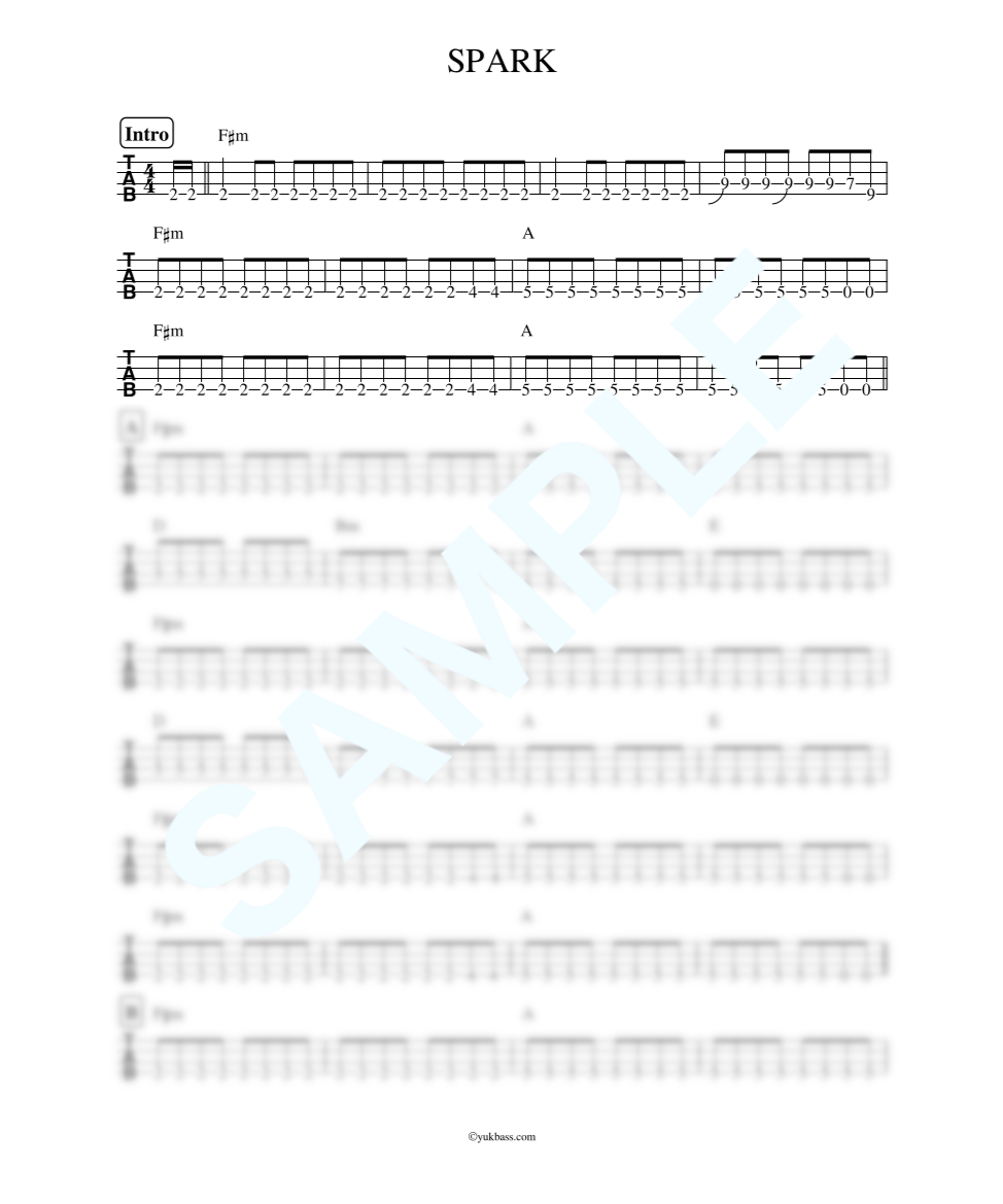 SPARK / THE YELLOW MONKEY【ベース・タブ譜】 | Bass Score SPARK / THE YELLOW MONKEY【ベース・タブ譜】 | Bass Score