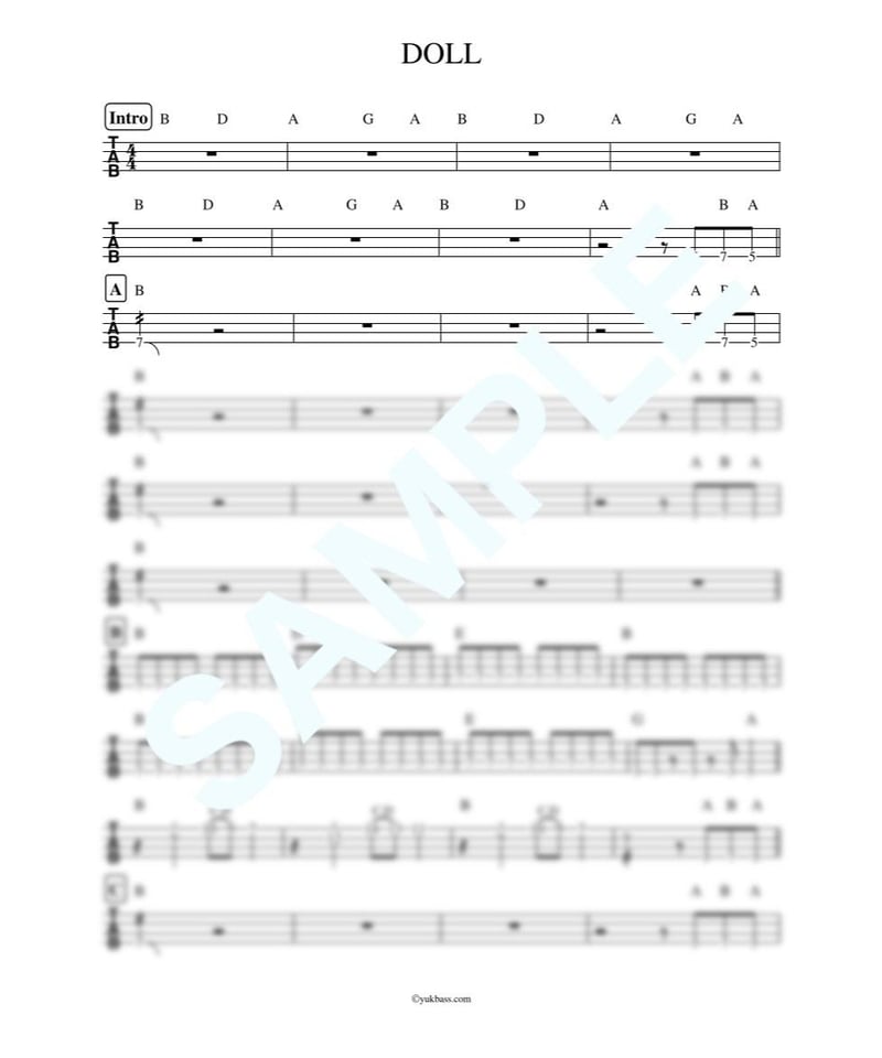 DOLL / SCANDAL【ベース・タブ譜】 | Bass Score