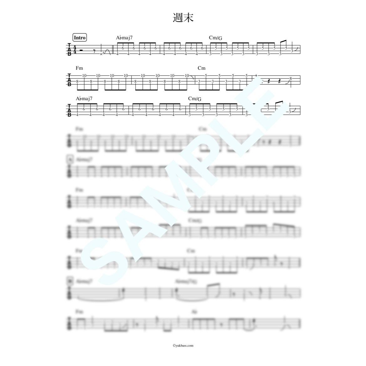 週末 / ゲーム実況者わくわくバンド【ベース・タブ譜】 | Bass Score