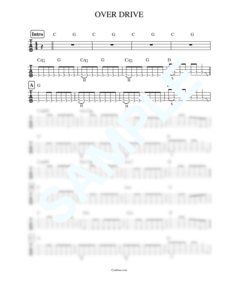 OVER DRIVE / JUDY AND MARY【ベース・タブ譜】 | Bass Score