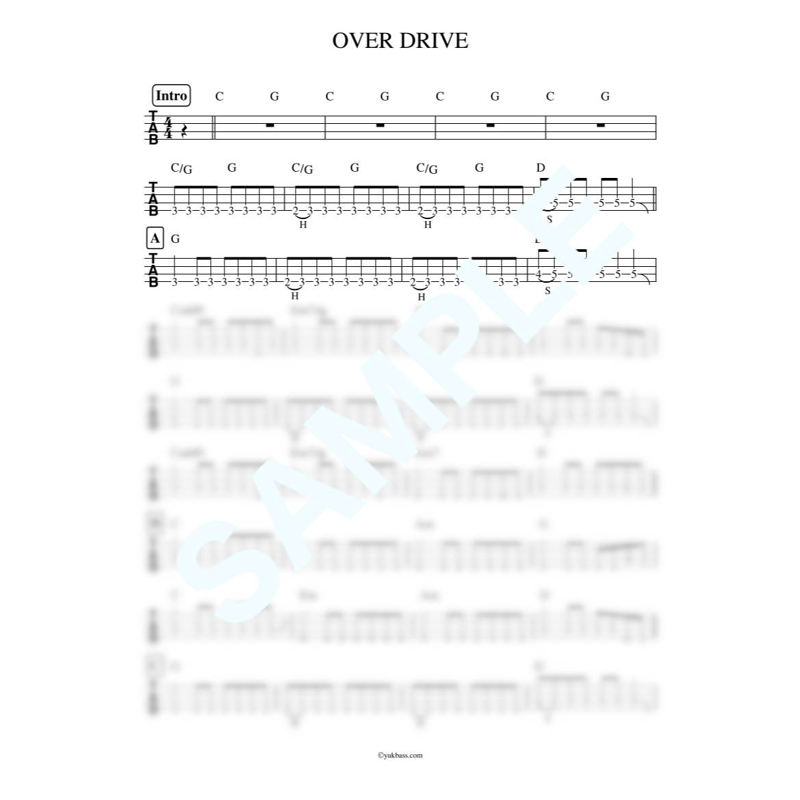 OVER DRIVE / JUDY AND MARY【ベース・タブ譜】 | Bass Score