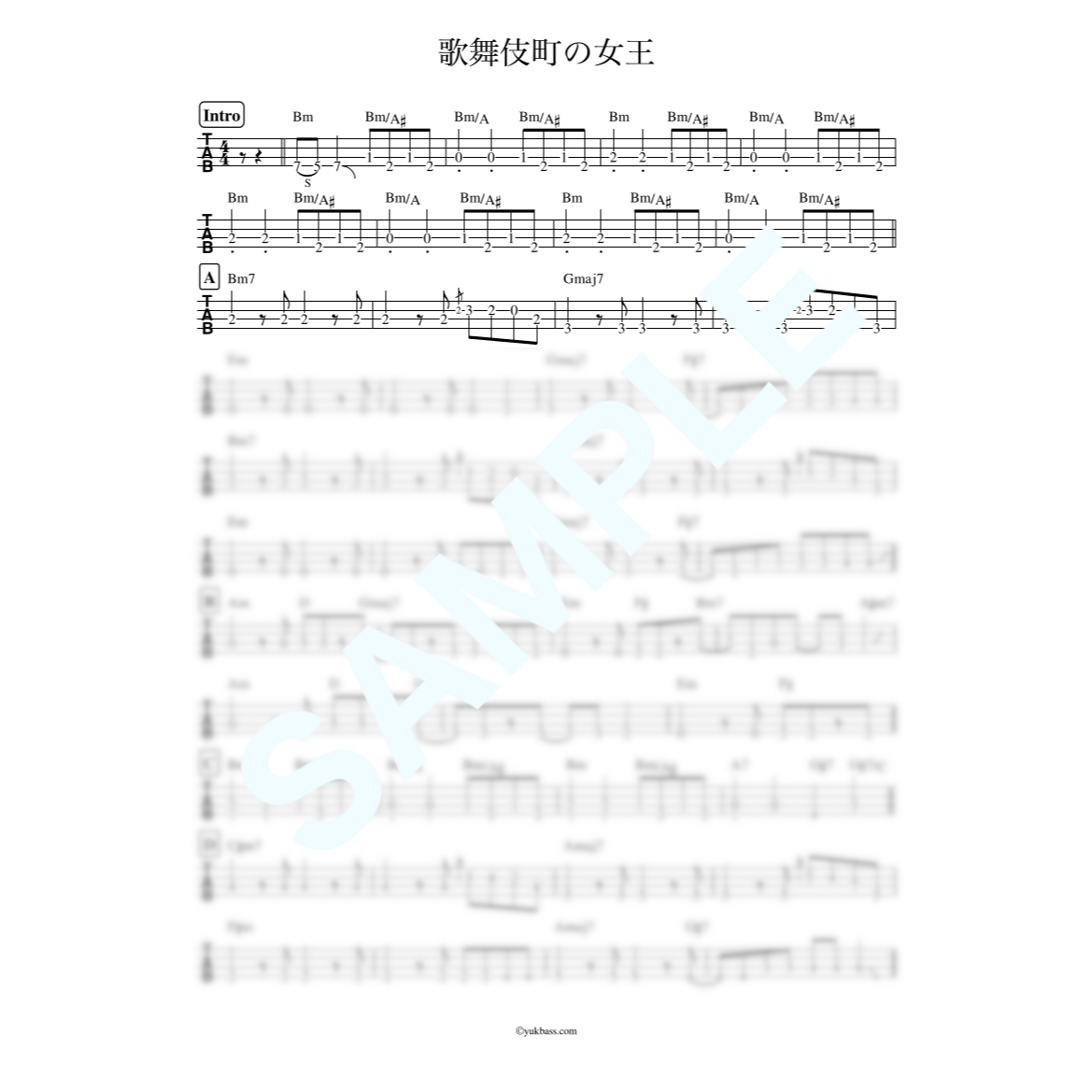 歌舞伎町の女王 / 椎名 林檎【ベース・タブ譜】 | Bass Score 歌舞伎町の女王 / 椎名 林檎【ベース・タブ譜】 | Bass Score