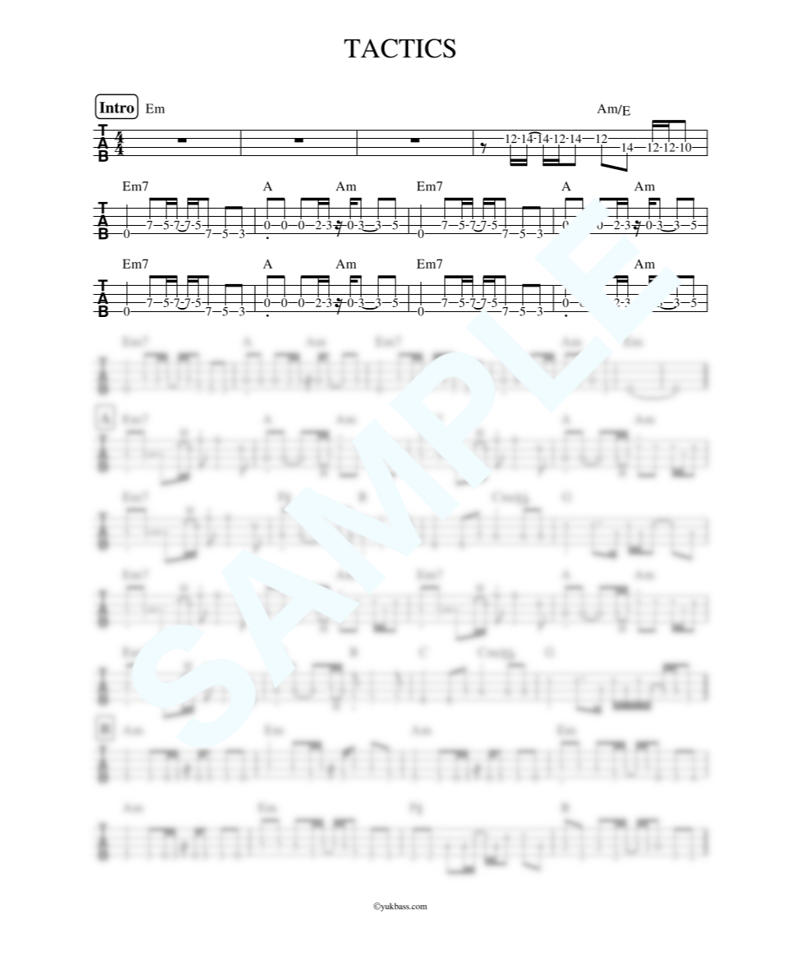 TACTICS / THE YELLOW MONKEY【ベース・タブ譜】 | Bass Score