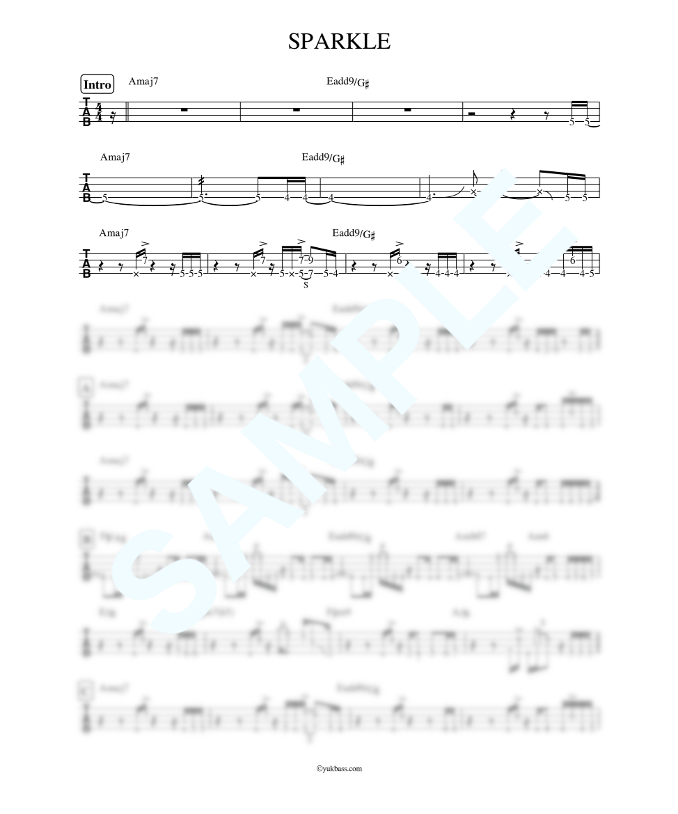 SPARKLE / 山下 達郎【ベース・タブ譜】 | Bass Score SPARKLE / 山下 達郎【ベース・タブ譜】 | Bass Score