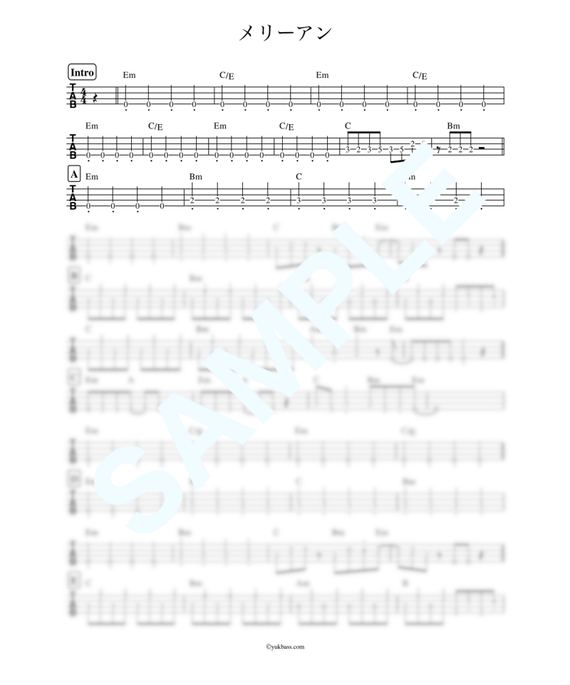 メリーアン / THE ALFEE【ベース・タブ譜】 | Bass Score