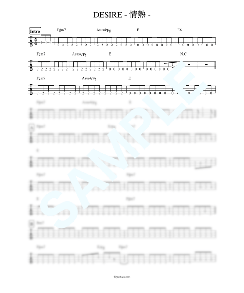 DESIRE-情熱- / 中森 明菜【ベース・タブ譜】 | Bass Score DESIRE-情熱- / 中森 明菜【ベース・タブ譜】 | Bass Score