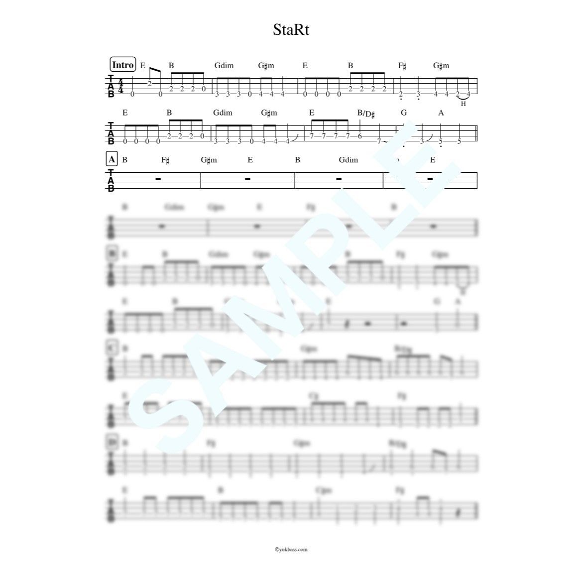 StaRt / Mrs. GREEN APPLE【ベース・タブ譜】 | Bass Score