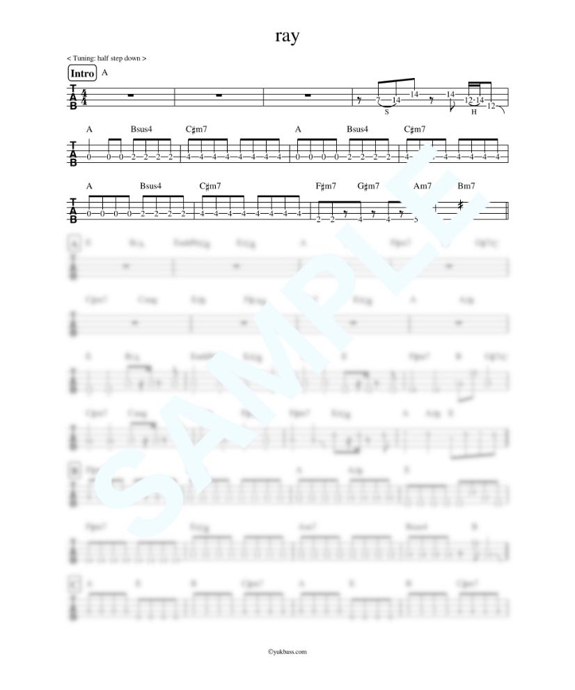 ray / BUMP OF CHICKEN【ベース・タブ譜】 | Bass Score ray / BUMP OF CHICKEN【ベース・タブ譜】 | Bass Score