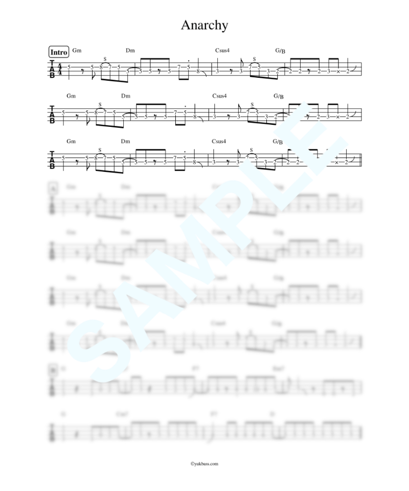 Anarchy / Official髭男dism 【ベース・タブ譜】 | Bass Score Anarchy / Official髭男dism 【ベース・タブ譜】 | Bass Score