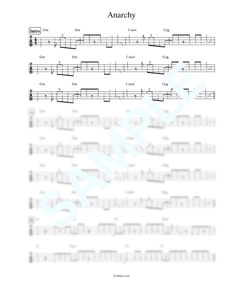 Anarchy / Official髭男dism 【ベース・タブ譜】 | Bass Score Anarchy / Official髭男dism 【ベース・タブ譜】 | Bass Score