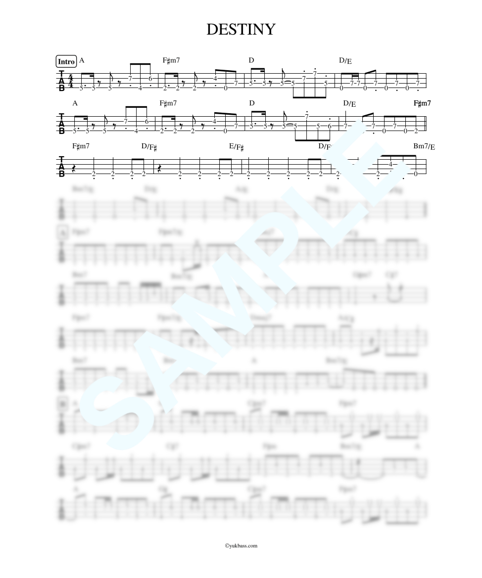 DESTINY / 松任谷 由実【ベース・タブ譜】 | Bass Score DESTINY / 松任谷 由実【ベース・タブ譜】 | Bass Score