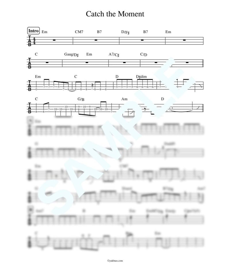 CATCH THE MOMENT / LiSA【ベース・タブ譜】 | Bass Score