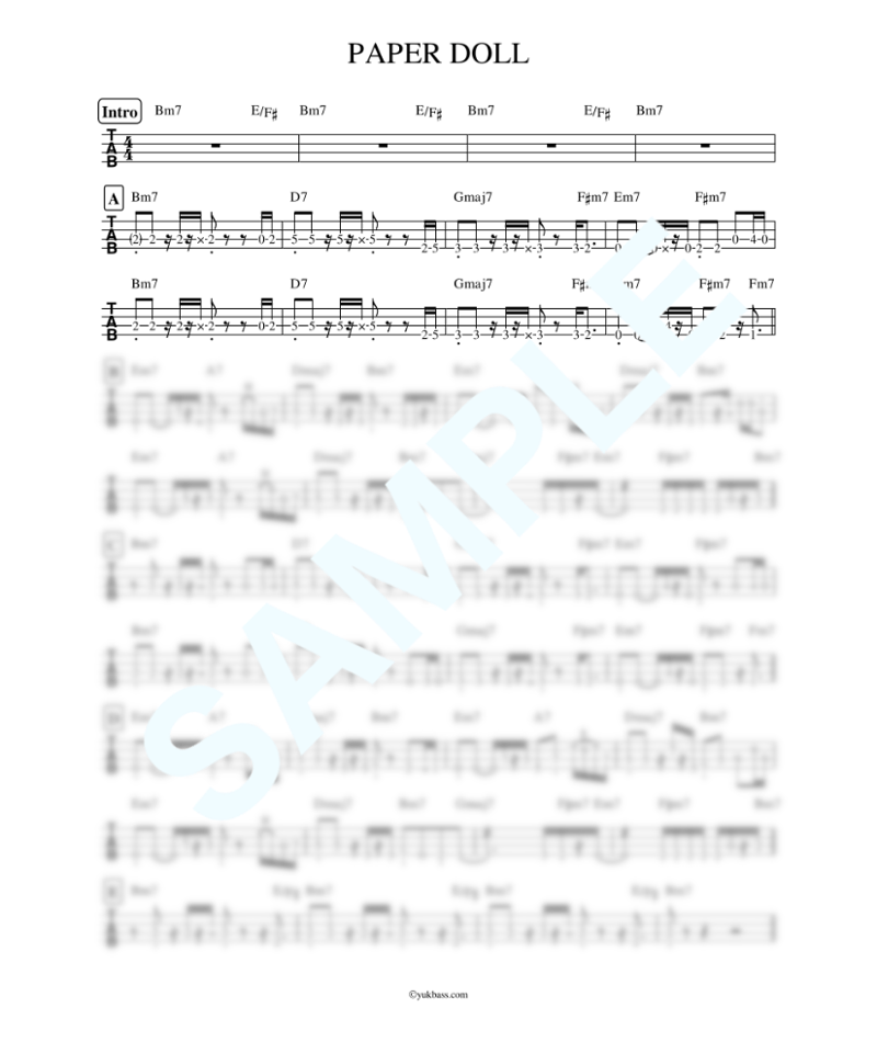 PAPER DOLL / 山下 達郎【ベース・タブ譜】 | Bass Score PAPER DOLL / 山下 達郎【ベース・タブ譜】 | Bass Score