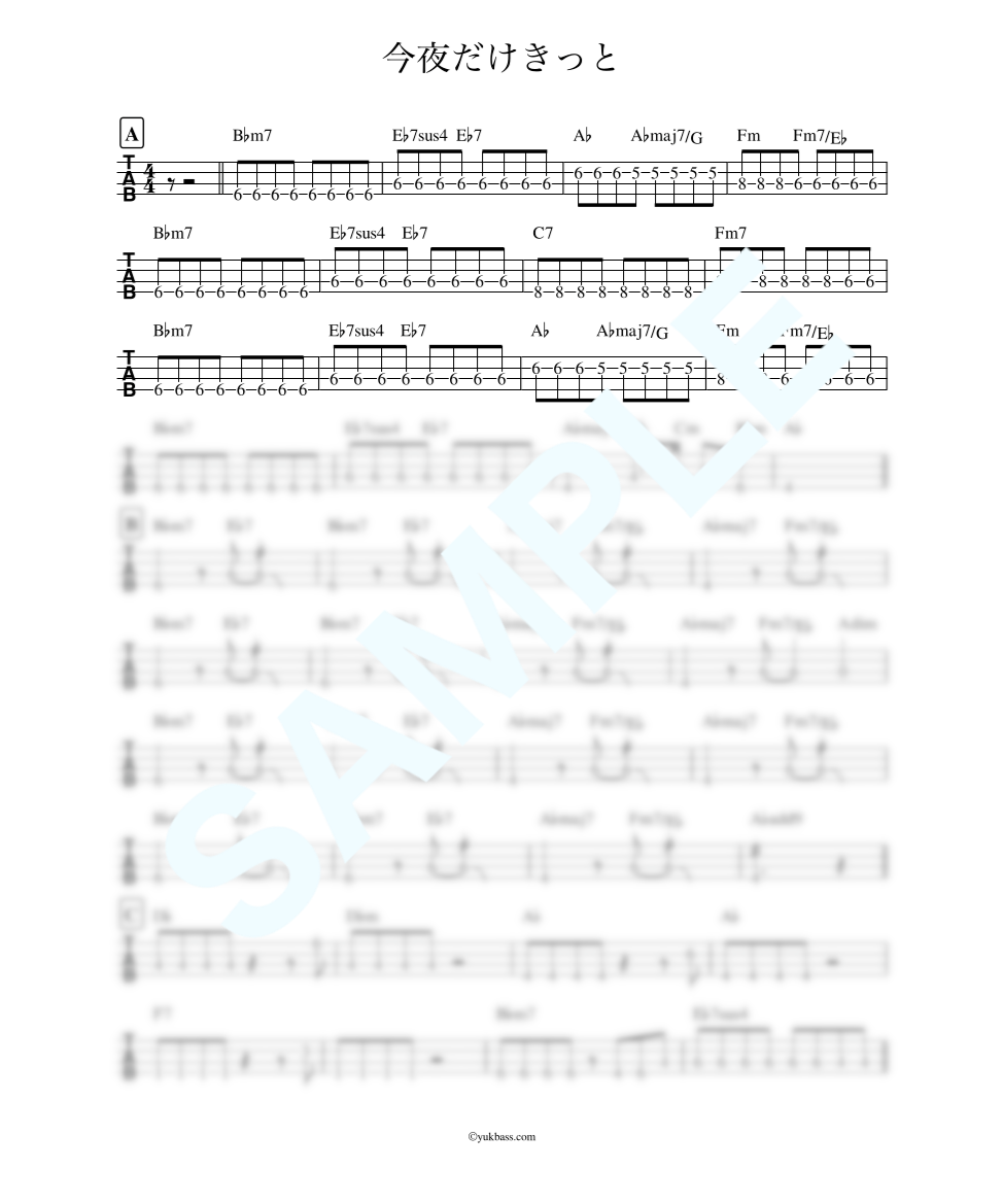 今夜だけきっと / STARDUST REVUE【ベース・タブ譜】 | Bass Score 今夜だけきっと / STARDUST REVUE【ベース・タブ譜】 | Bass Score