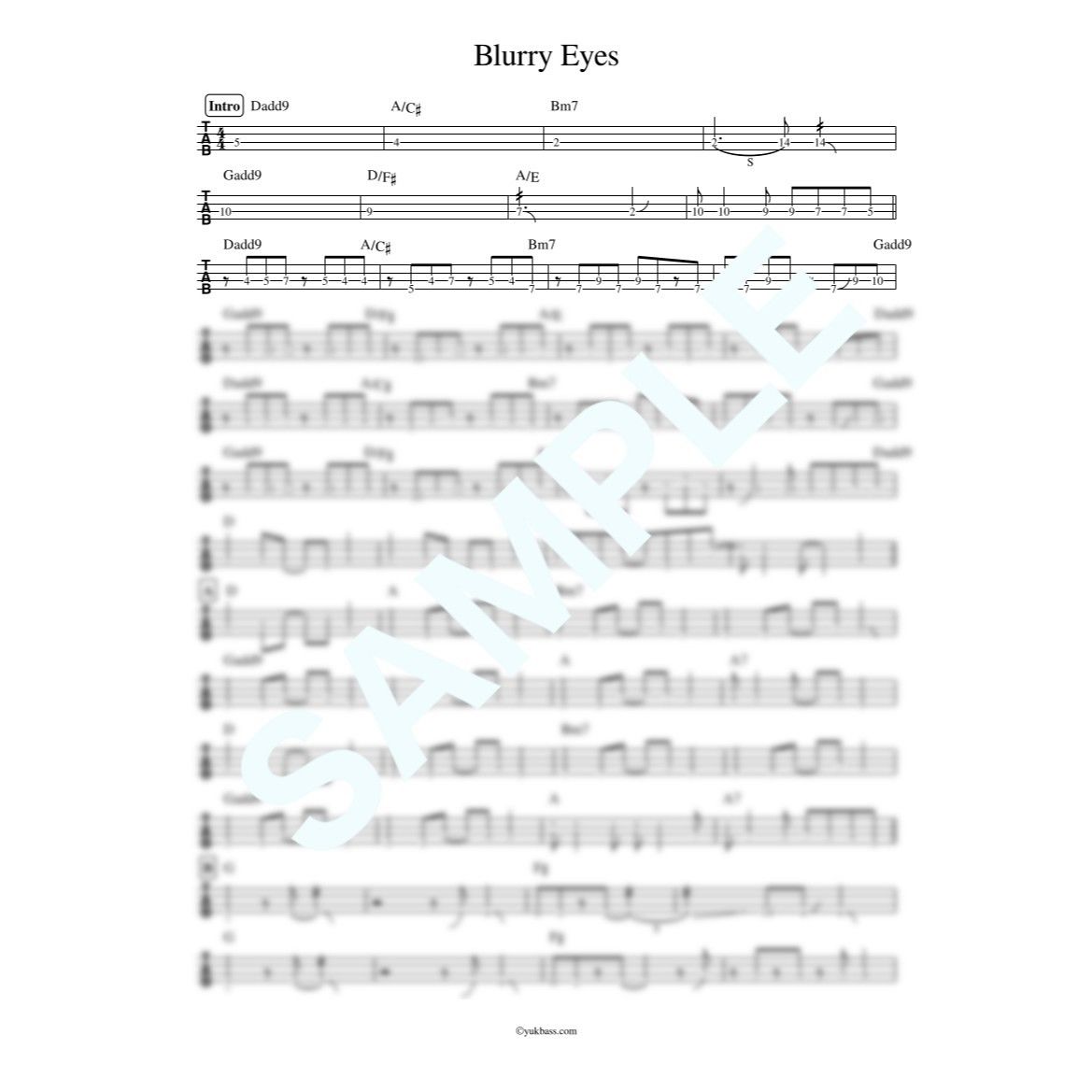 Blurry Eyes / L'Arc～en～Ciel【ベース・タブ譜】 | Bass Score