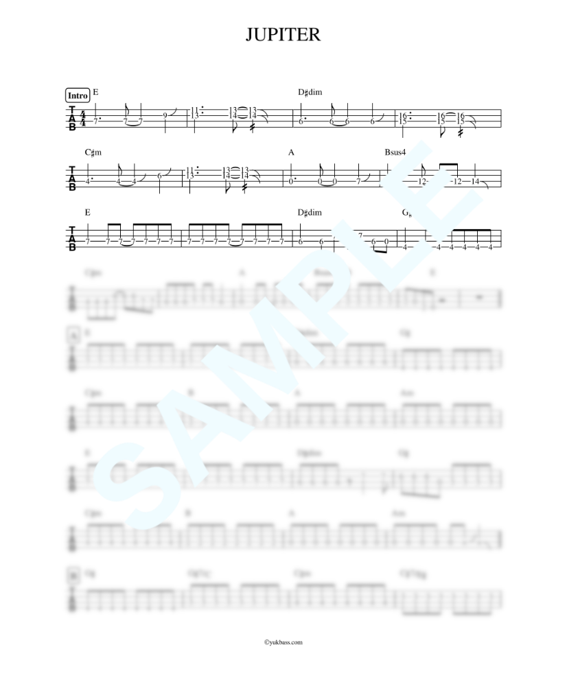 JUPITER / dustbox【ベース・タブ譜】 | Bass Score JUPITER / dustbox【ベース・タブ譜】 | Bass Score