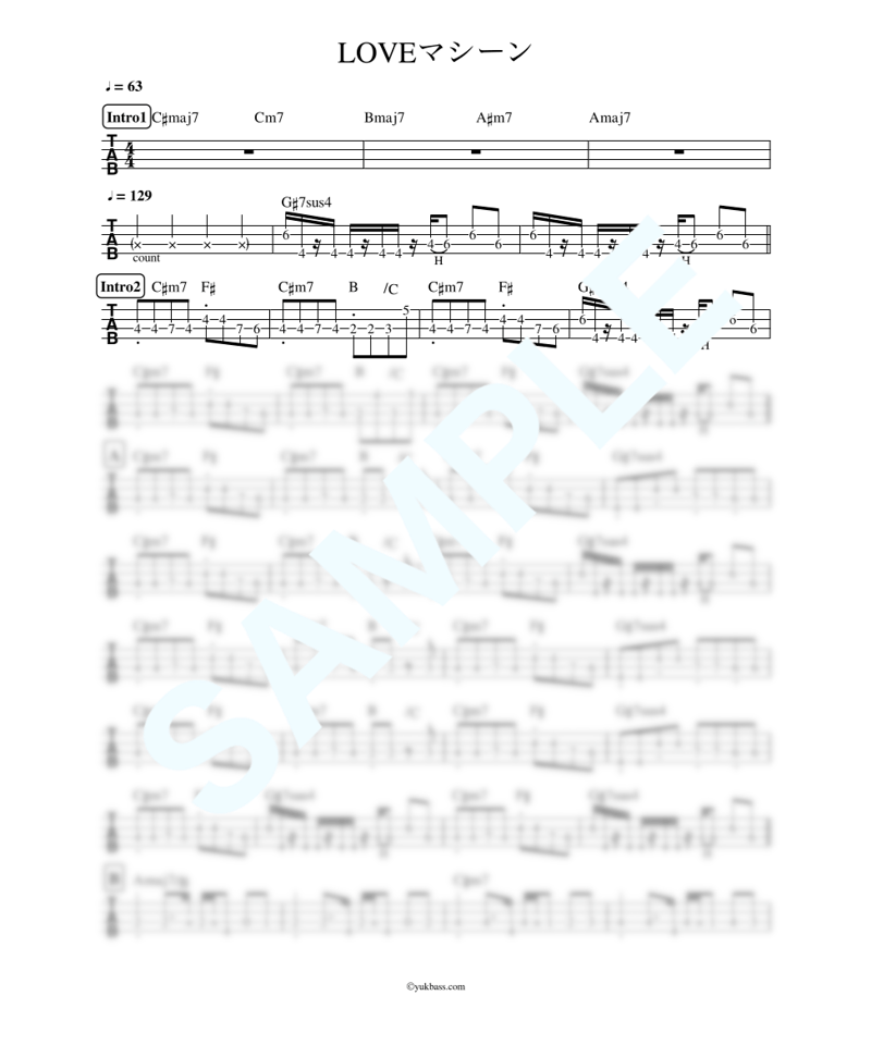 LOVEマシーン / モーニング娘。【ベース・タブ譜】 | Bass Score