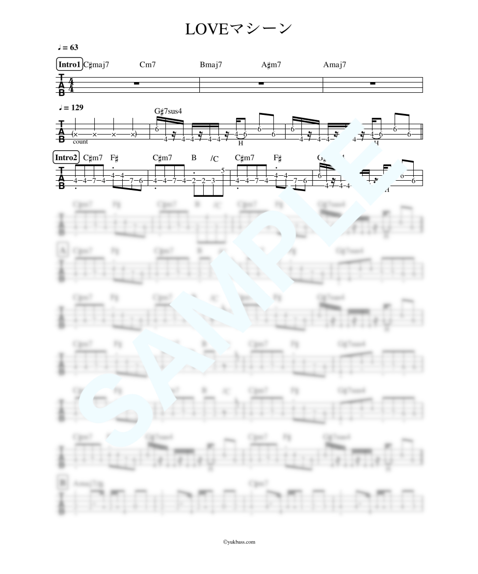 LOVEマシーン / モーニング娘。【ベース・タブ譜】 | Bass Score