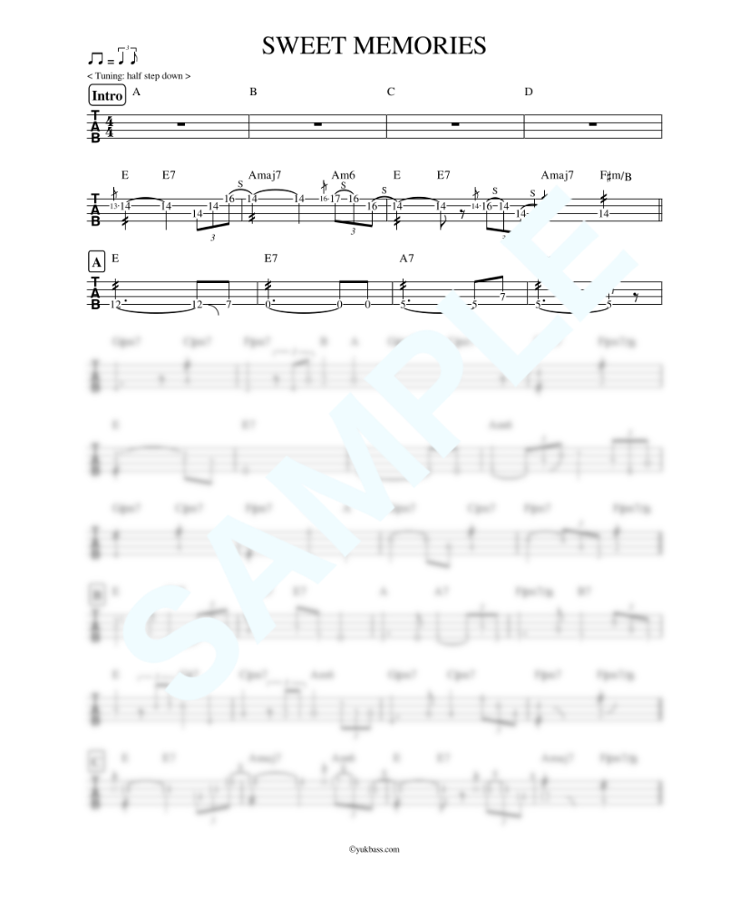 SWEET MEMORIES / 松田 聖子【ベース・タブ譜】 | Bass Score