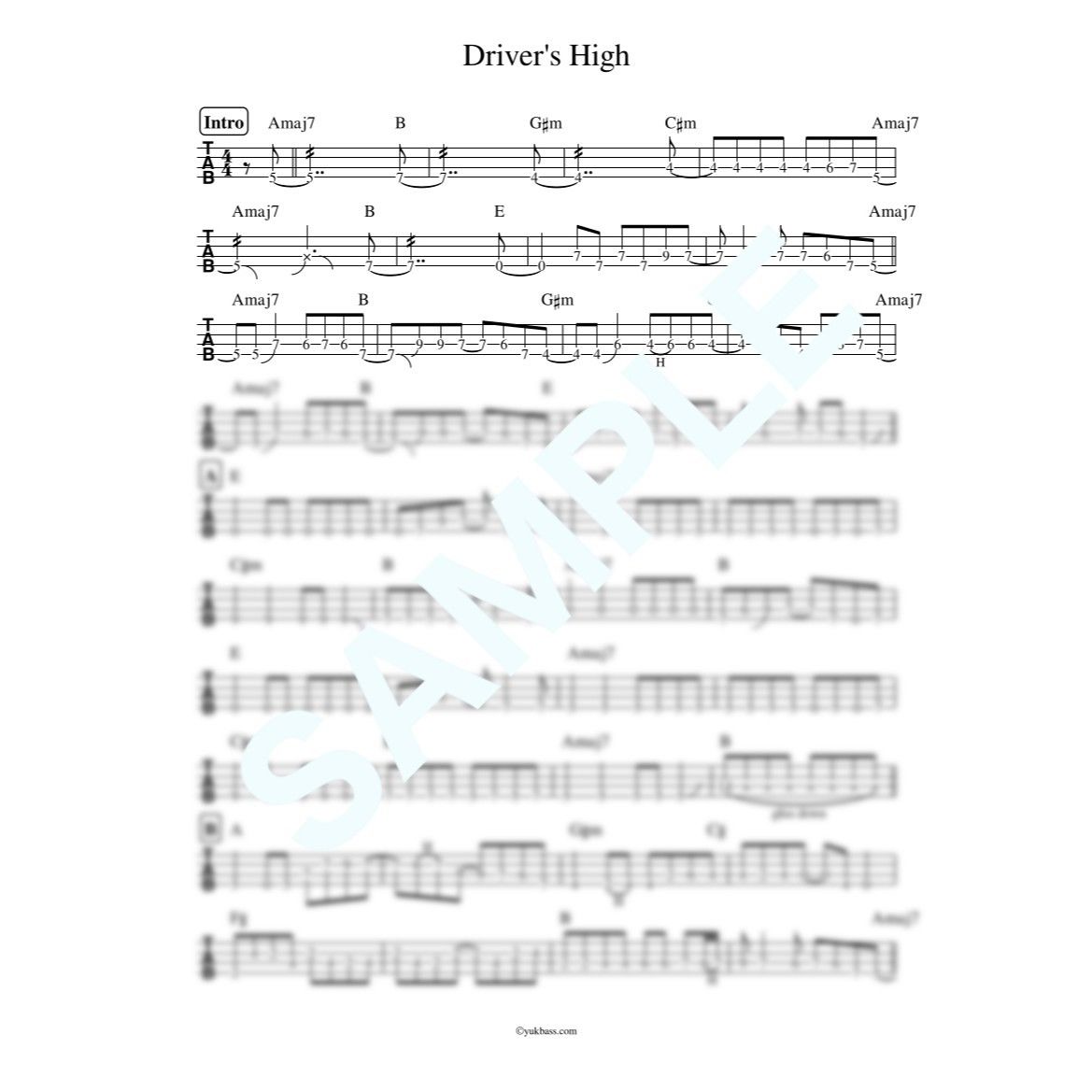 Driver's High / L'Arc~en~Ciel【ベース・タブ譜】 | Bass S Driver's High / L'Arc~en~Ciel【ベース・タブ譜】 | Bass S