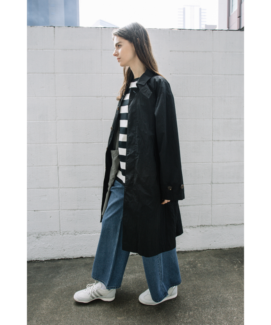 撥水】ステンカラーコート【WCJ-JF-066BLK】