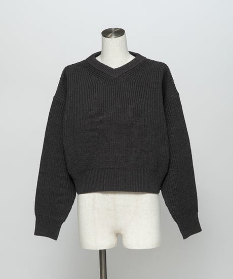 浅VネックニットTOPS【WCJ-MK-032DGY】