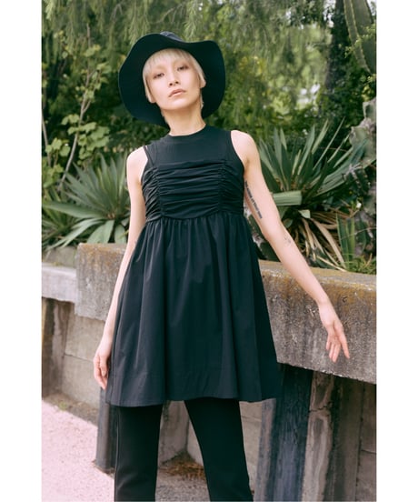 裾フレアチュニック【WCJ-PP-146BLK】