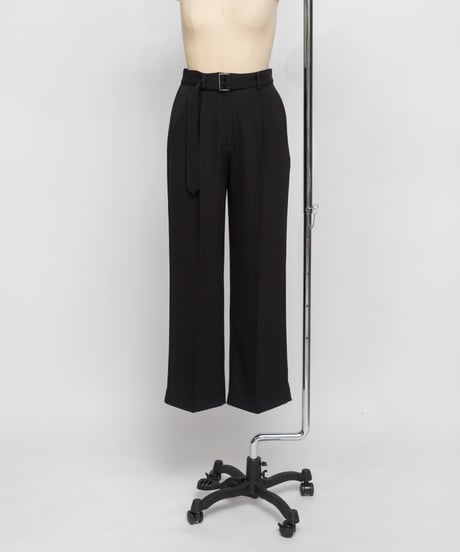 【速乾】【防シワ】ベルト付きワイドセンタープレスパンツ【WCJ-TA-002BLK】