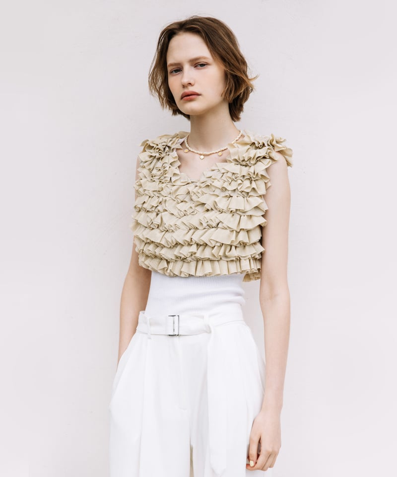 トップス WCJ ラメフリルトップス【WCJ-PP-115IVO】 | WCJ OFFICIAL WEB STORE