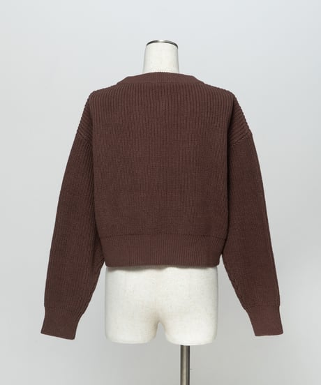 浅VネックニットTOPS【WCJ-MK-032BRN】