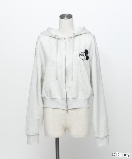 Disney / EMBROIDERY ZIP HOODIE(ミッキー)【WCJ-TD-044GRY01】