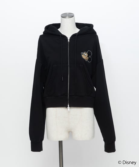 Disney / EMBROIDERY ZIP HOODIE(ミッキー)【WCJ-TD-044BLK01】