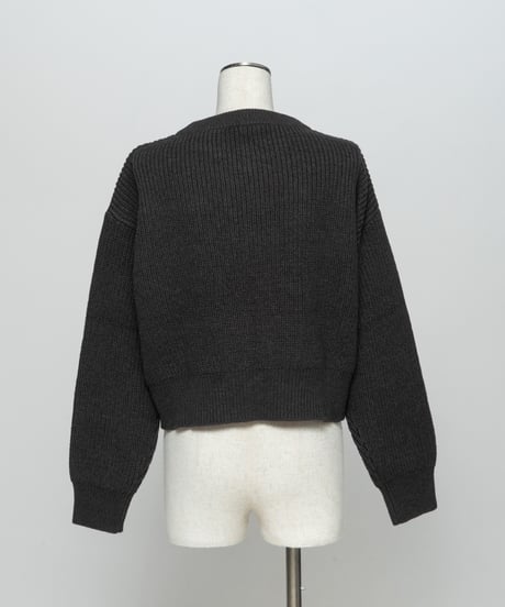 浅VネックニットTOPS【WCJ-MK-032DGY】