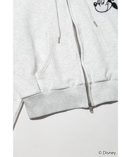 Disney / EMBROIDERY ZIP HOODIE(ミッキー)【WCJ-TD-044GRY01】