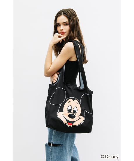 【撥水】Disney /  膨張エコバッグ(ミッキー)【WCJ-TD-065BLK01】