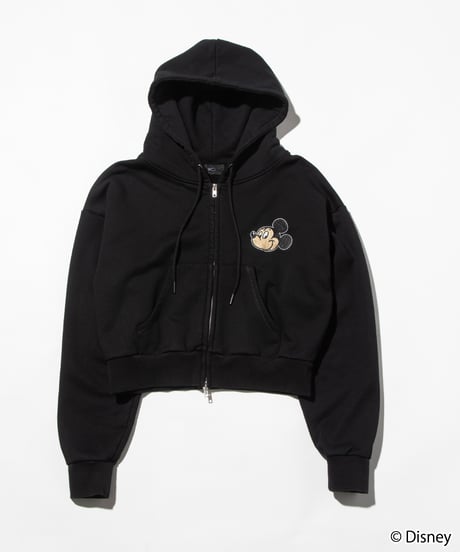 Disney / EMBROIDERY ZIP HOODIE(ミッキー)【WCJ-TD-044BLK01】
