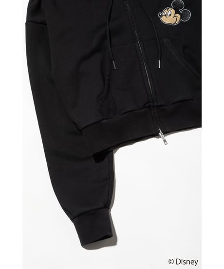 Disney / EMBROIDERY ZIP HOODIE(ミッキー)【WCJ-TD-044BLK01】