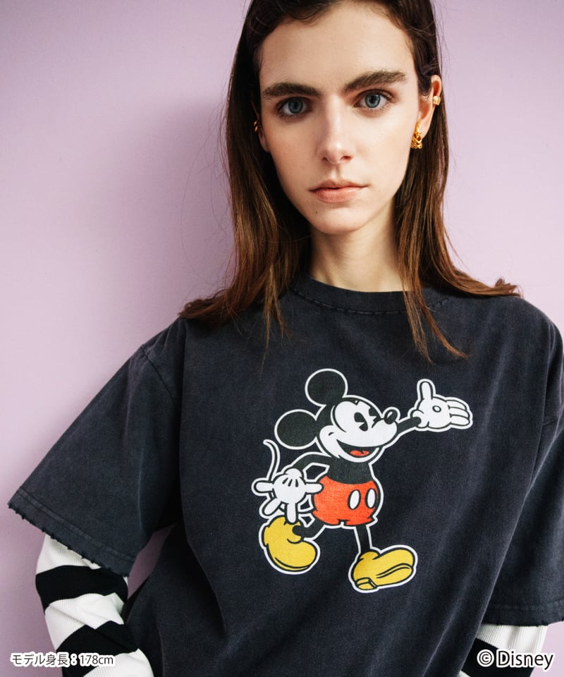 Disney / OVER DYE SS TEE(ミッキー)【WCJ-GC-054BLK01】