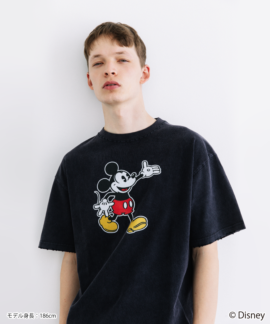 Disney / OVER DYE SS TEE(ミッキー)【WCJ-GC-054BLK01】