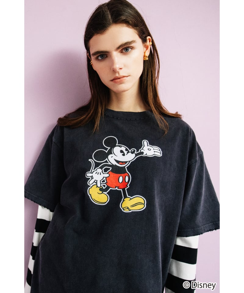 Disney / OVER DYE SS TEE(ミッキー)【WCJ-GC-054BLK01】