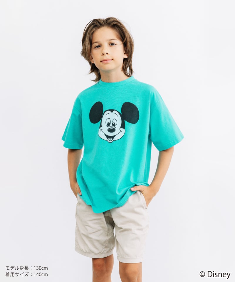 Goodフェード ディズニー Tシャツ 頬杖 お座り 青パン ミッキー 緑 zz-4114013060002_410-2.jpg?
