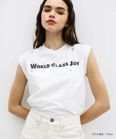 ビジューノースリーブTEE【WCJ-NA-062WHT】※7月中旬発送予定