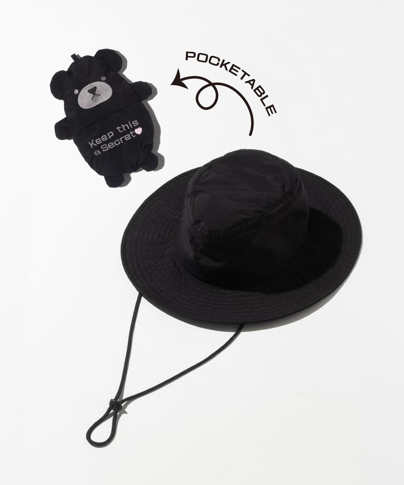 撥水】クマポケッタブルハット【WCJ-SM-065BLK】※6月下旬発送予定