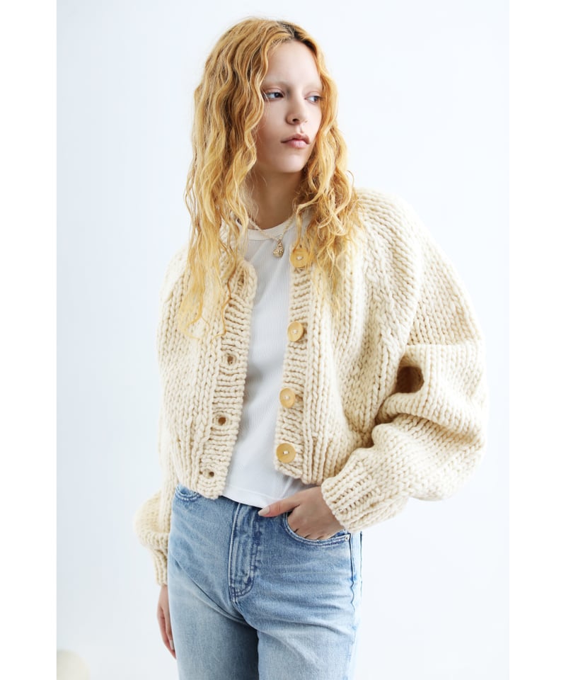 【WCJ 未使用】ハンドニットカーディガン　ホワイト WCJ ハンドニットカーディガン 【公式通販】