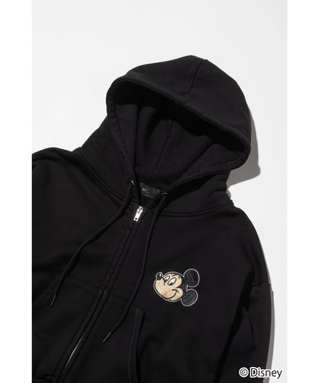 Disney / EMBROIDERY ZIP HOODIE(ミッキー)【WCJ-TD-044BLK01】