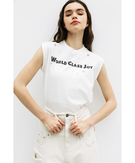 ビジューノースリーブTEE【WCJ-NA-062WHT】※7月中旬発送予定
