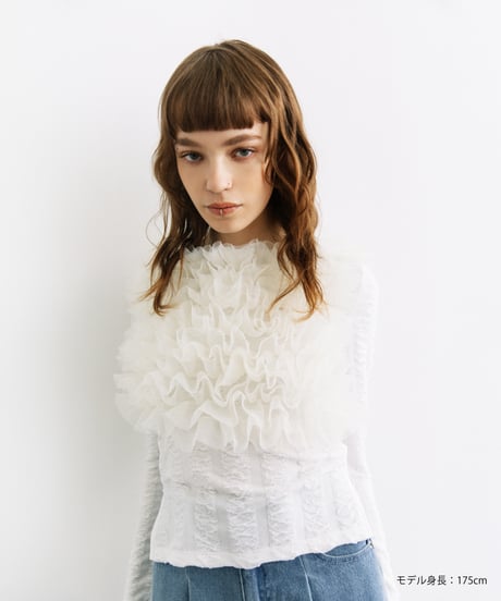 オーガンジーフリルTOPS【WCJ-PP-129WHT】